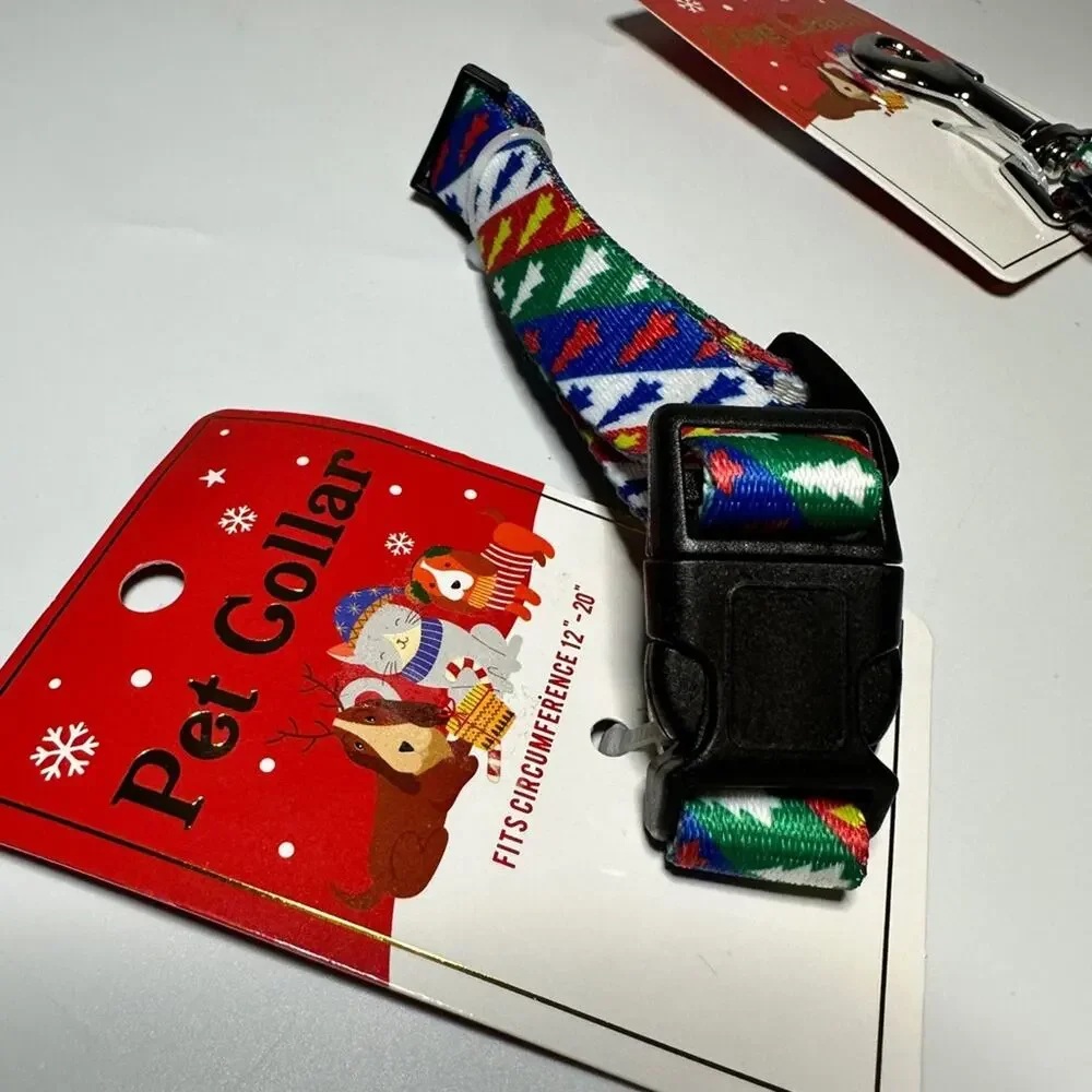 Christmas Dog Collar & Leash Christmas Tree Collar Size Small 12-20 inches NWT